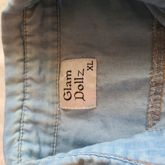 Glam Dollz Chambray Pearl Snap Surfer Cowboy Style - Picture 4 of 5